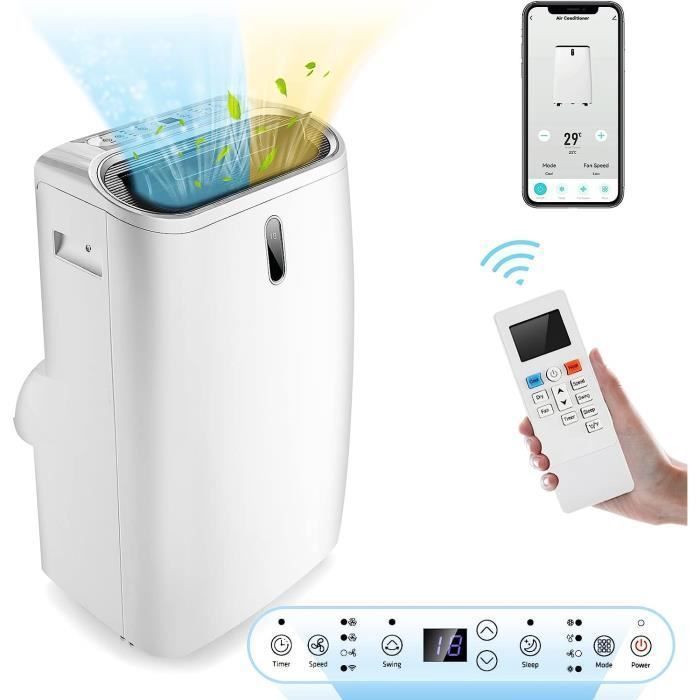 GOPLUS  Climatiseur Mobile 14000BTU - Fonction Chauffage - Minuterie - Mode Nuit - APP - 40m2 - avec &eacute;vacuation[Classe &eacute;nerg&eacute;tique 
