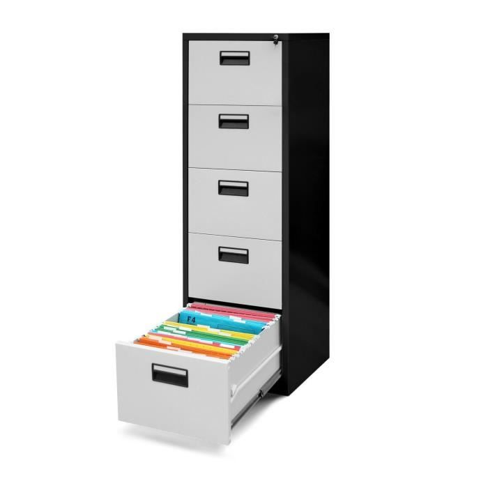 Armoire pour Dossiers Suspendus Métallique avec 5 Tiroirs Revêtement en Poudre Tôle dacier 162 cm x 46 cm x 62 cm Anthracite/Blanc