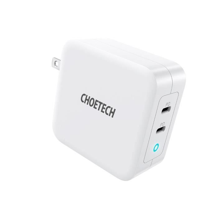 Chargeur GaN 3-en-1 80W Avec Câble Rétractable USB-C - Ports USB-C Et USB-A, Pour Smartphone, Tablette, PC Portable