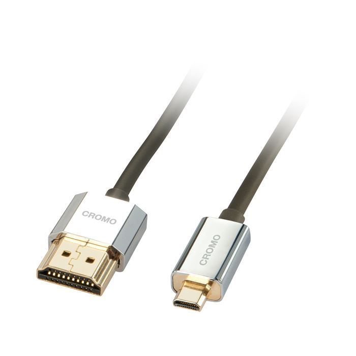 LINDY Câble HDMI® Slim - compatible HDMI 2.0 Ultra HD avec Ethernet CROMO® - type A/D - 0,5m