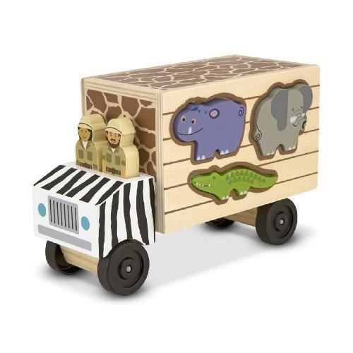 jeu de société éducatif - melissa & doug - sauvetage d'animaux camion de tri par formes - modèle 15180