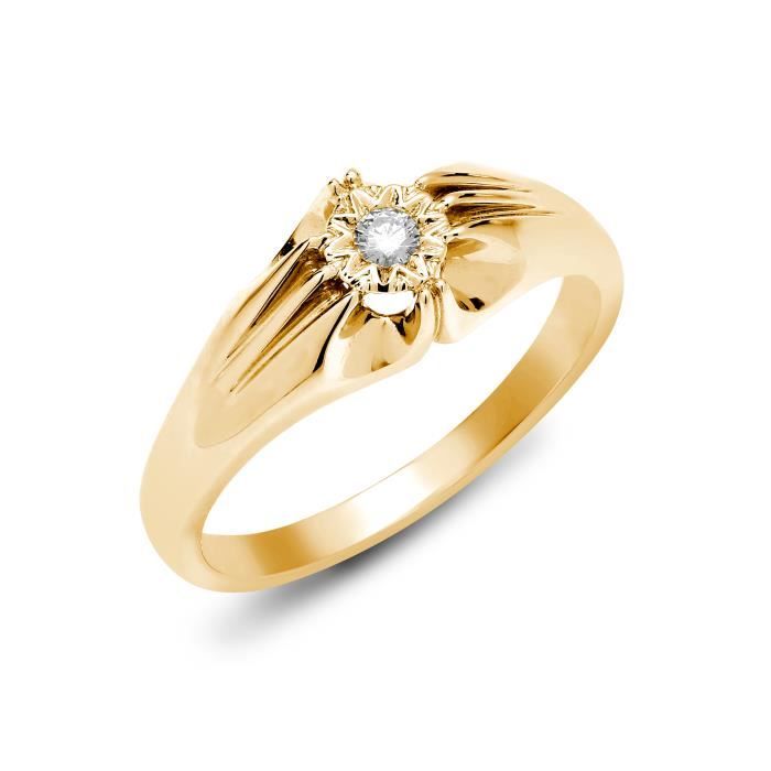 Jewelco London Hommes Or Jaune 9k 0 1ct Diamant Solitaire Bague