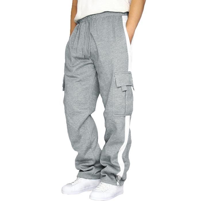 Pantalon de jogging en coton coupe classique pour homme Gris chiné