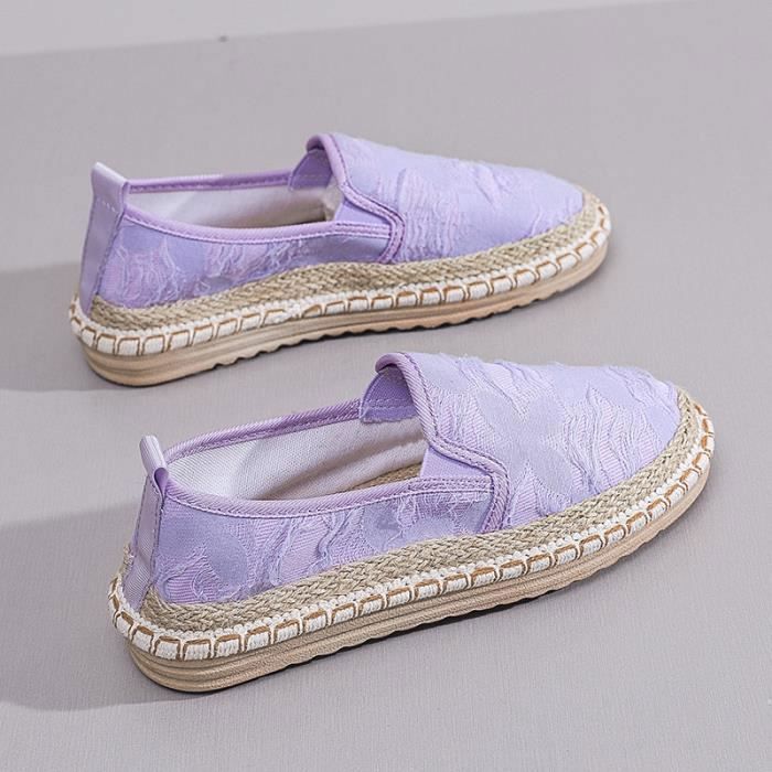 INSFITY Espadrilles Plates en Toile Couleur unie à Bout Fermé pour Femme Fashion Respirante - Violet