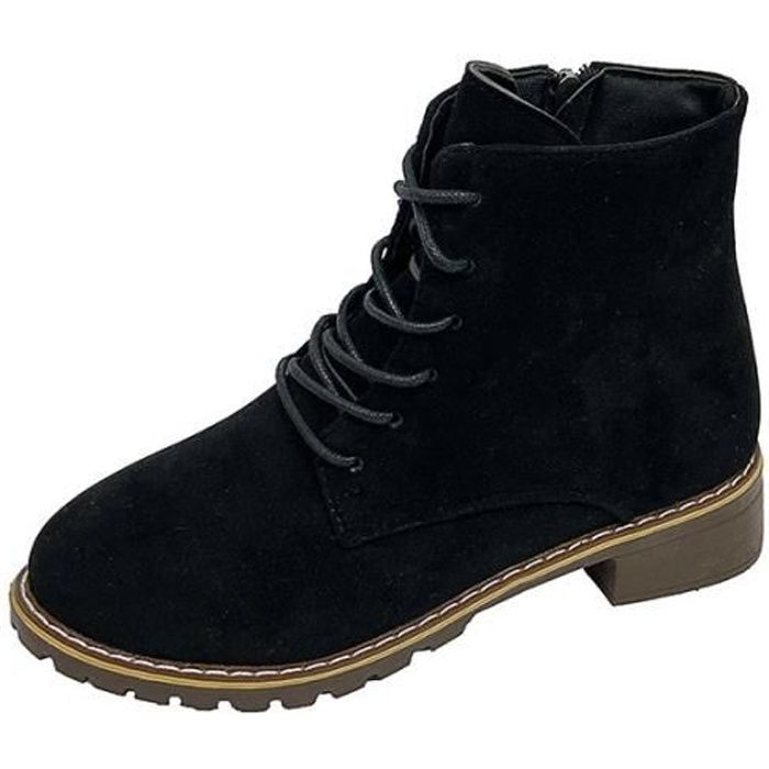Bottes De Neige Femme Noires - Doublure Chaude, Semelle Antidérapante, Lacets, Pour L'hiver