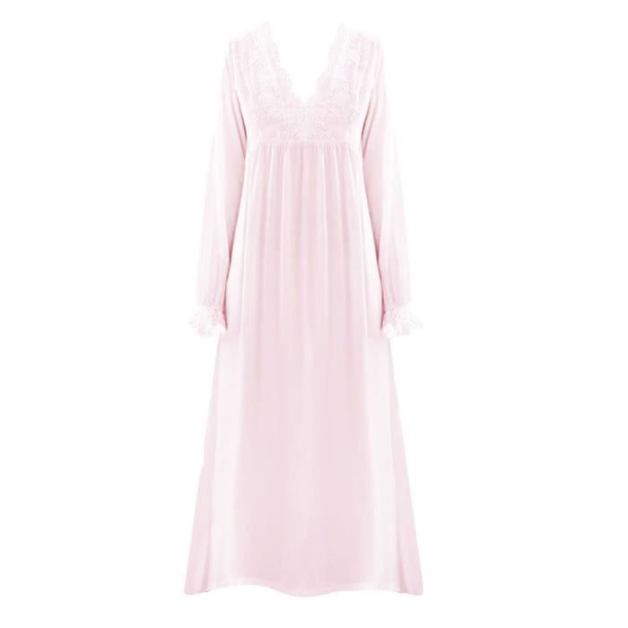 Femme Doux Robe de Chambre Style de Palais Vintage Col en V en Dentelle