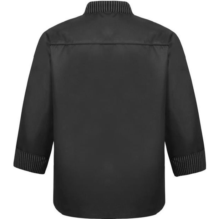 YONGHS-FR Homme Veste de Chef Manches Longues avec Poche Uniforme Cuisine Vêtement de Travail M-4XL Noir