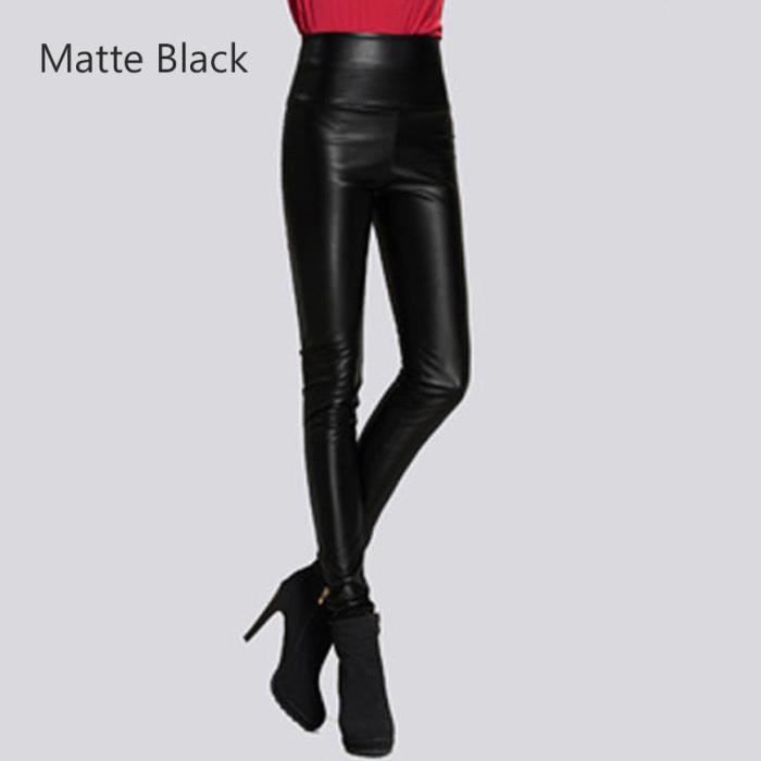 Leggings Cuir Synthétique RSBFK Pantalon Cyclisme Femme Cuir Synthétique - Coupe Ajustée - Style Legging - Élégant Et Extensible Legging Cuir Synthétique Vélo