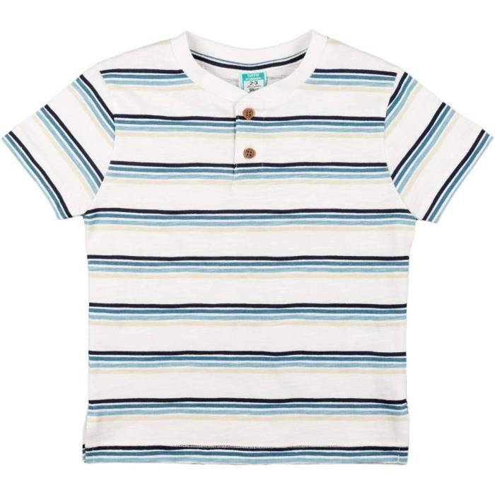 T-shirt côtelé - Blanc/rayé - FEMME | H&M FR