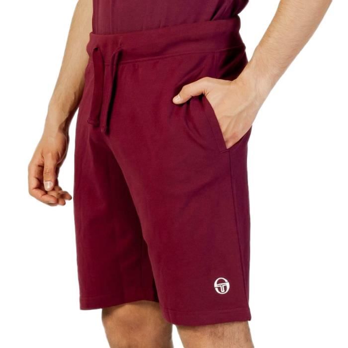 Short Homme Bordeaux Sergio Tacchini - Taille élastique - 100% Coton