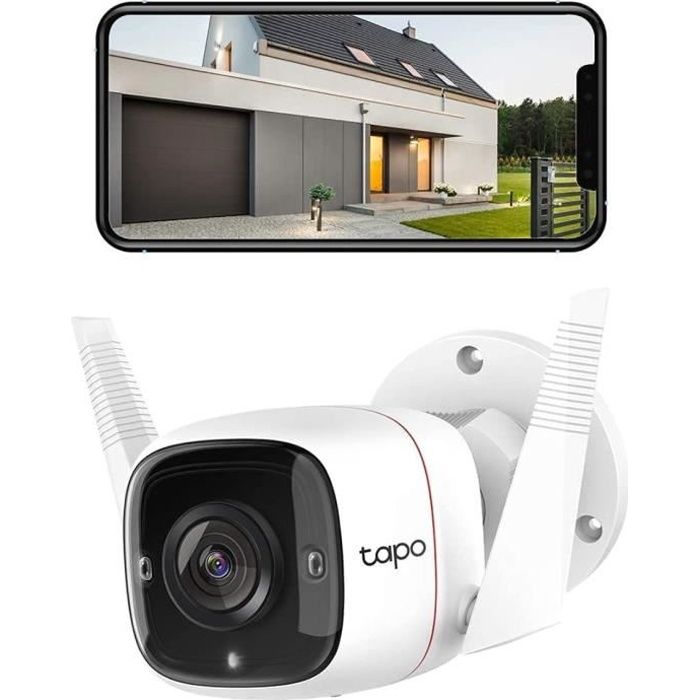 TP-Link Caméra de surveillance WiFi Extérieur Caméra IP haute résolution 3MP, étanche IP66, Vision nocturne avancée jusqu'à 30 m,
