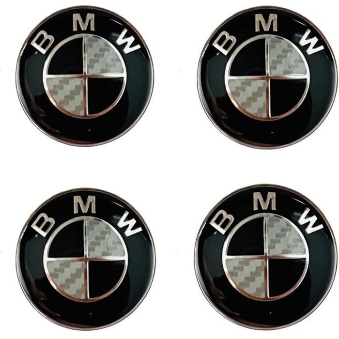 4pcs Logo Bmw 56mm Centre De Roue Cache Moyeu Jante Emblème noir carbone jantes Insigne - Accessoire auto