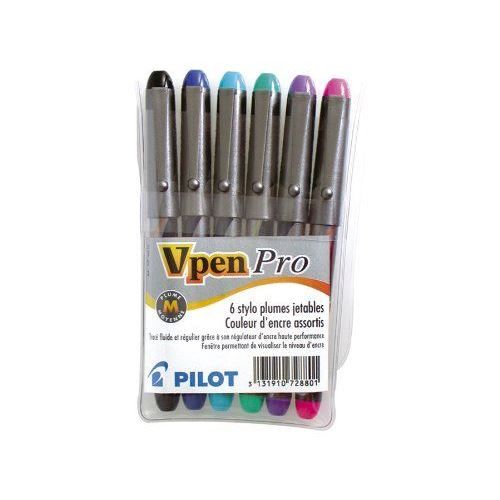 PILOT Lot De 6 Stylos Plume Jetables Effaçables V-Pen Pointe Moyenne Turquoise