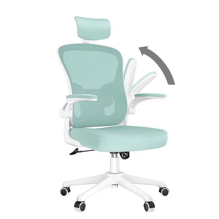 Chaise de Bureau - Rattantree Ergonomique Fauteuil avec 2D Accoudoirs Hauteur Appui-tête Soutien Lombaire Dossier Règalable Vert