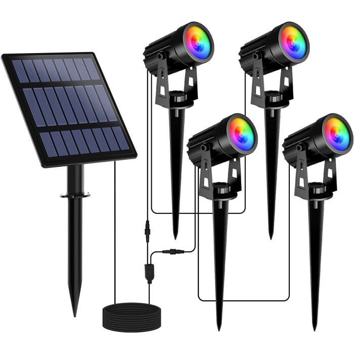 Projecteur Solaire RGB Extérieur 30W - 10 Couleurs, 30 Modes Dynamiques, étanche IP66 - Pour Jardin, Fête, Noël, Halloween