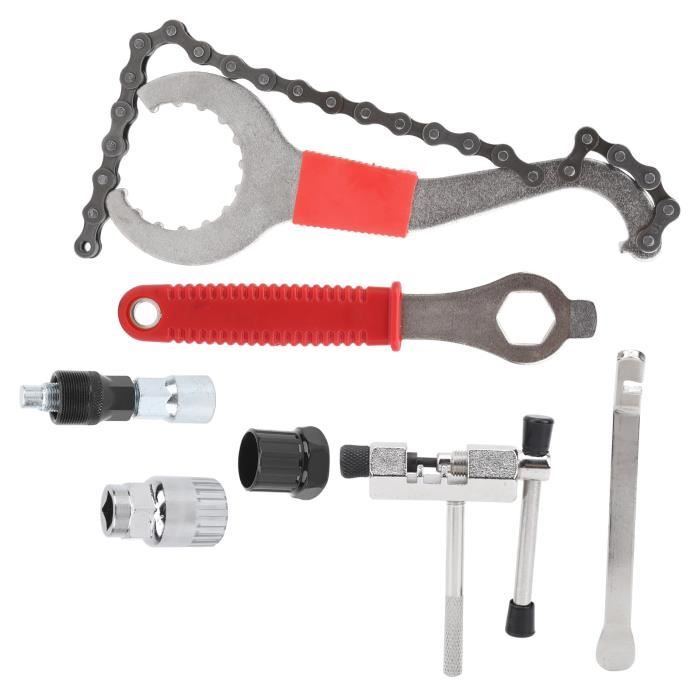 Kit Outils Démontage Cassette Vélo FERRGIA - 5 Pièces : Extracteur Cassette, Fouet à Chaîne, Clé... Pour Cassettes 7 à 11 Vitesses