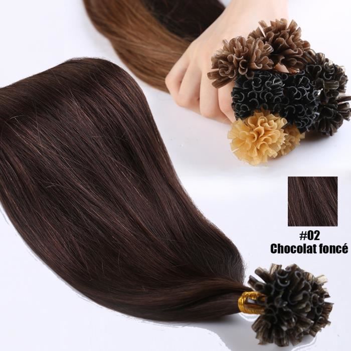 Extensions Keratine 100 Meches 45cm 02 Chocolat Fonce Achat Vente Perruque Postiche Extensions Keratine 100 M Cdiscount