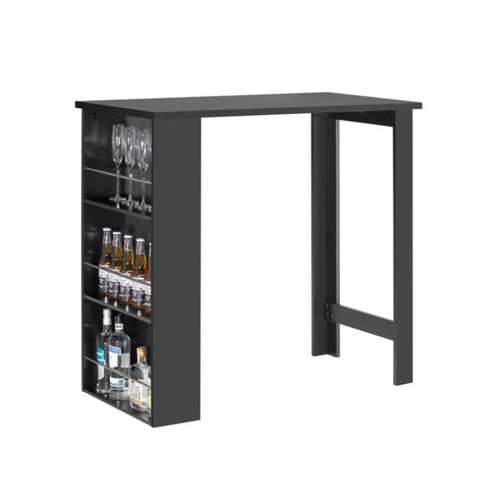 sobuy fwt17-sch table haute table de bar mange-debout avec 3 étagères de rangements – noir