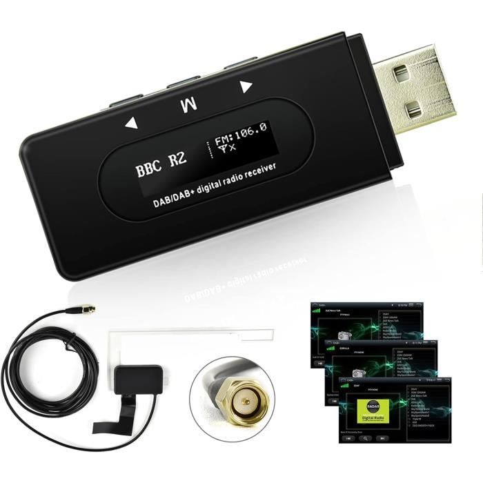 Antenne Dab-Dab + Antenne Voiture Adaptateur Radio de Voiture pour MP3 MP5 Android Autoradio,Adaptateur Récepteur d'autoradio[S81]
