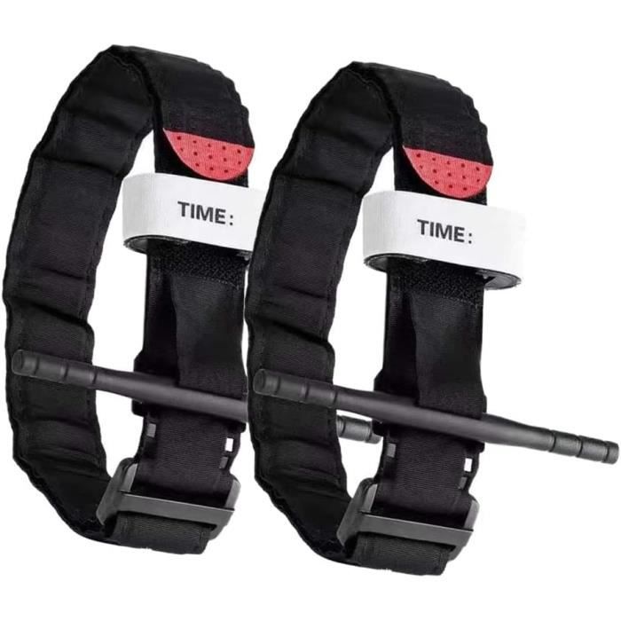 Garrot Hémostatique D'urgence Lot De 2 - Portable, Utilisable à Une Main - Pour Premiers Secours, Randonnée, Escalade, Militaire