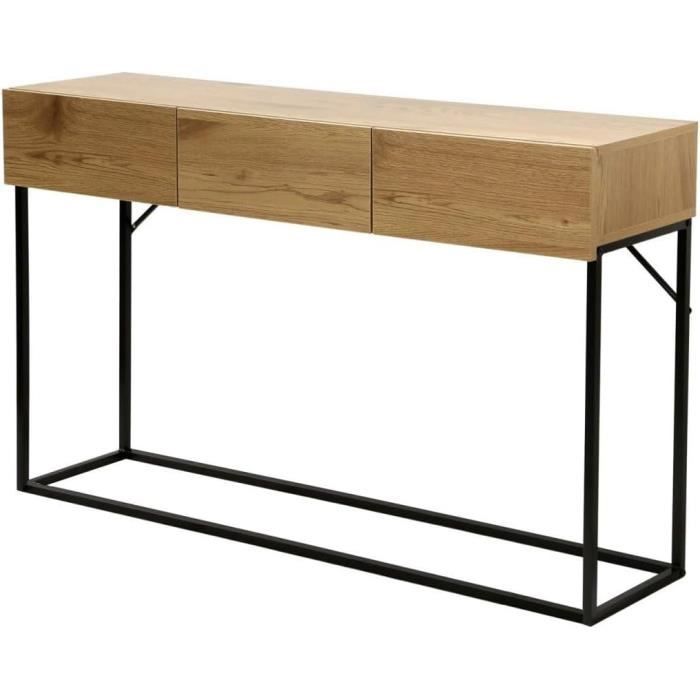 Table Console Avec Rangement 3 Tiroirs – Meuble étroit 101x29,5x76,5 Cm, Pour Entrée, Couloir, Salon (style Rustique)