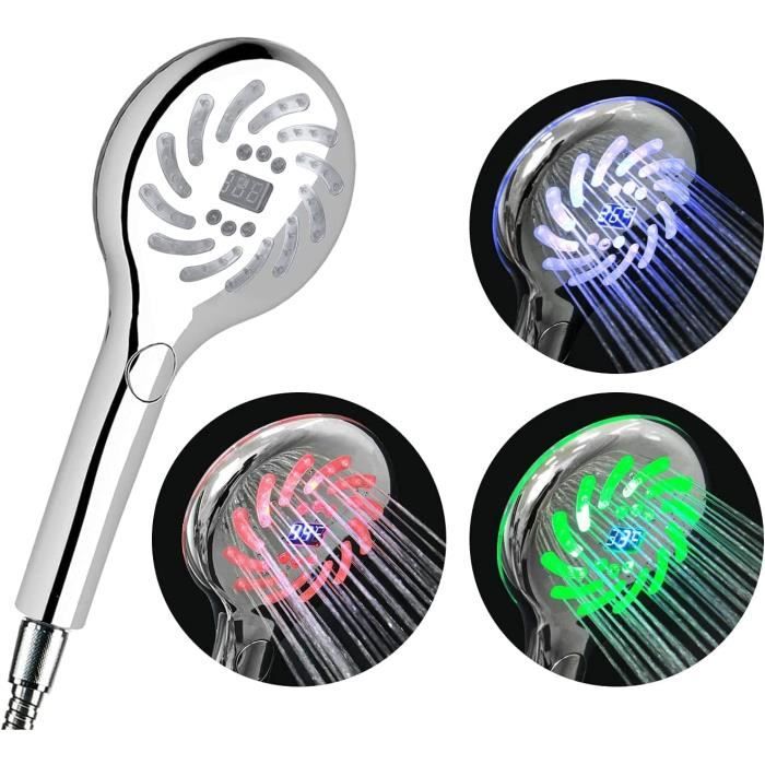 Pommeau de douche de 20 cm - Pommeau de douche à effet pluie LED - Avec Pommeau de douche de 20 cm - Pommeau de douche à effet pluie LED - Avec
