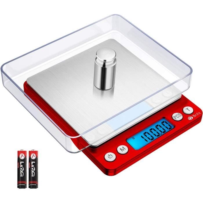 Balance De Précision Brifit 500g/0.01g – Fonction Tare Et Compte Pièces – Écran LCD – Idéale Cuisine, Bijoux