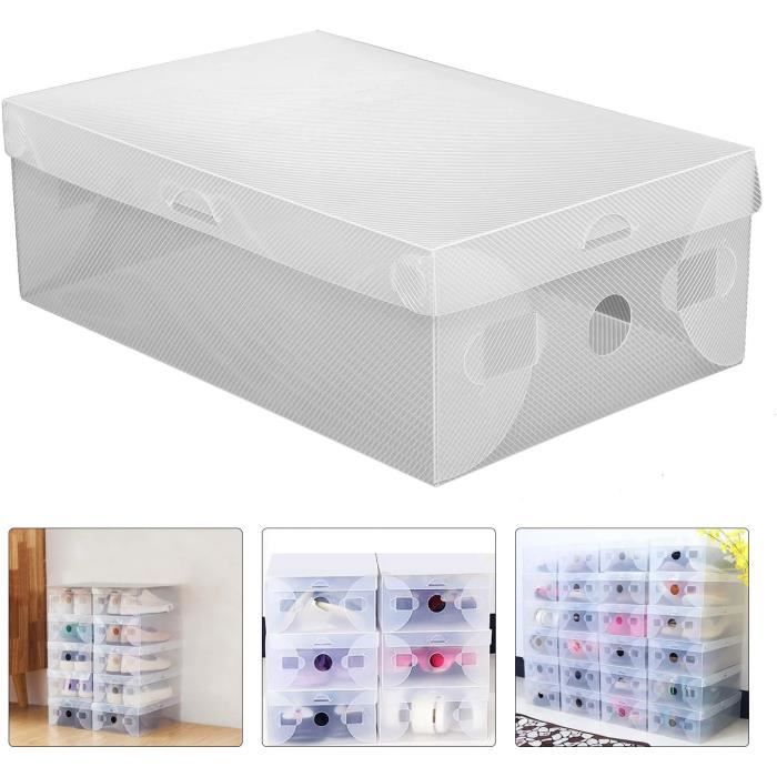 Boîtes à Chaussures Transparentes Empilables - Lot De 20, Plastique PP/PC, Dimensions 33x23x14 Cm, Rangement Gain De Place