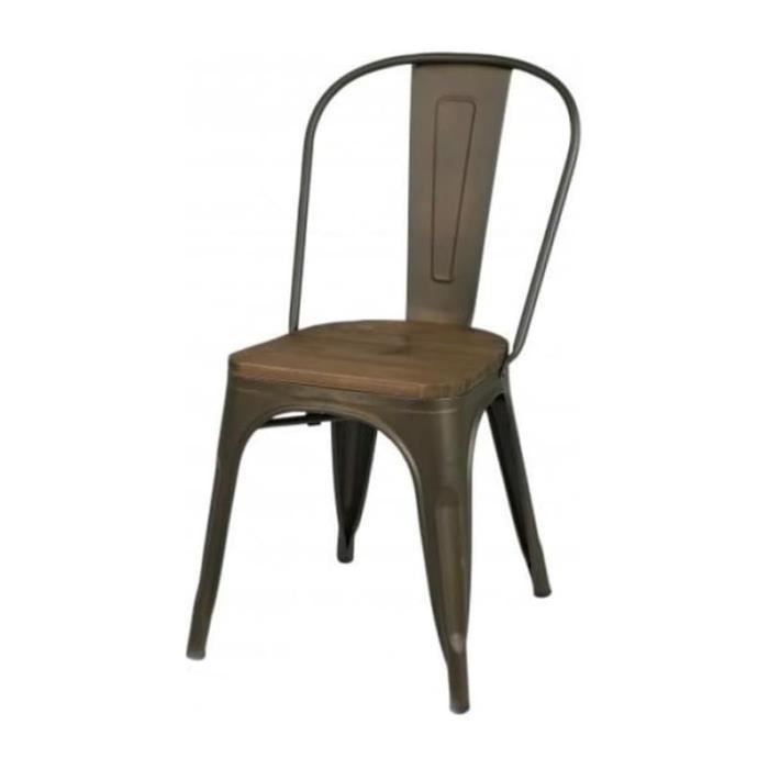 chaises - lot de 4 chaises en métal "liv" - gris industriel - l 36 x l 45 x h 84 cm