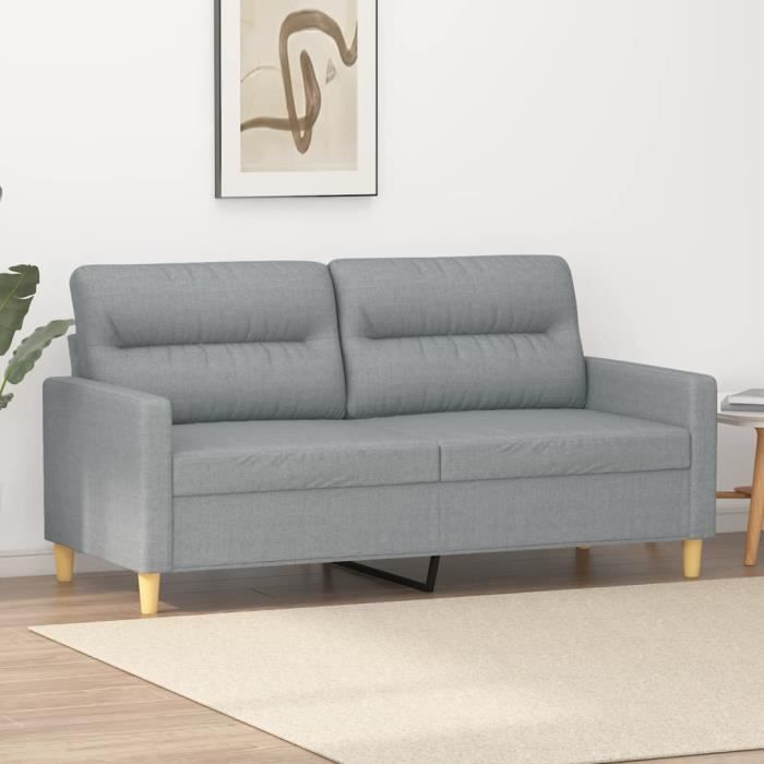 Divan - Sofa Moderne Canapé à 2 places - Gris clair 140 cm Tissu 22,95Kg, FR2023