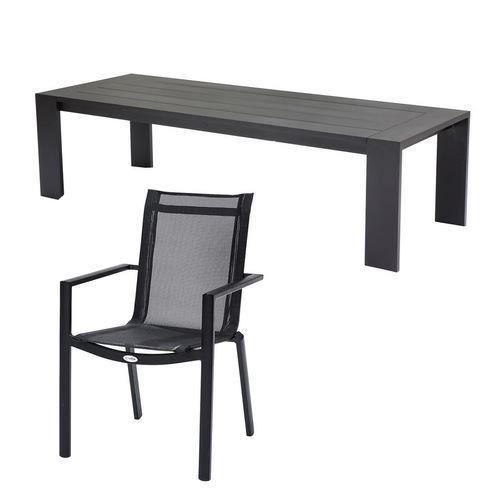 ensemble table + chaises tulum aluminium blanc - t8+f8 - wilsa - 8 personnes - métal - meuble de jardin