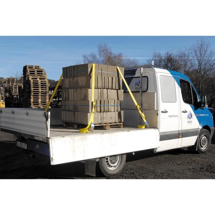 Wolfcraft Sangle à Cliquet 8m Avec 2 Crochets - Force De Serrage 4000 Kg