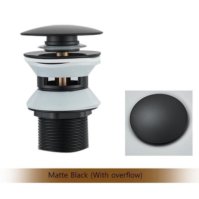 Set De Vidange Noir RAL 9005 - Laiton - Avec Filtre à Cheveux - Pour Lavabo/évier