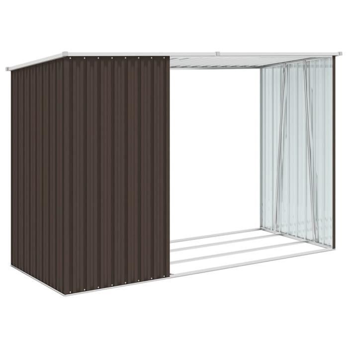 Abri à bois - ZERODIS - HB042 - Acier galvanisé - Marron - 245x98x159 cm