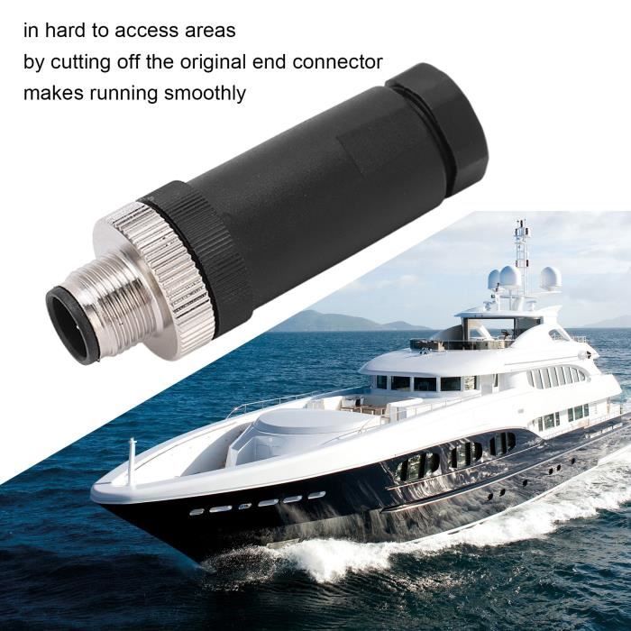 Connecteur Mâle NMEA 2000 Installable Sur Site MotorMinds - M12, 5 Cœurs, IP67 - Pour Réseaux Bateaux Et Marine - 9