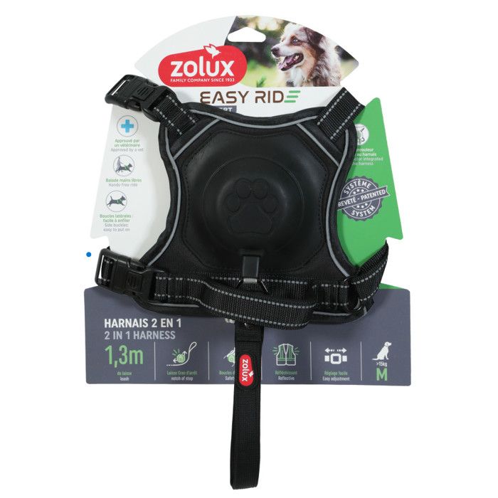 Meilleurs prix pour Harnais et laisse enrouleur intégré M noir pour chien max 33 kg - zolux