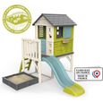 Smoby - Maison Enfant Pilotis Square - Toboggan + Echelle - Bac à sable ou Carré à potager-1
