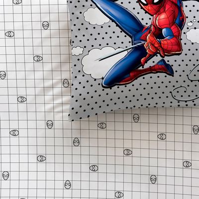 Drap Housse Spiderman Enfant 90x190cm - 100% Coton OEKO-TEX, Imprimé Super Héros Garçon Blanc