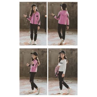 Survêtement Coton Mode Enfant Ensemble Jogging Fille - Sweat Capuche + Pantalon - 65% Coton - Tailles 5-15 Ans - Sport Et Détente Jogging Pour Fille
