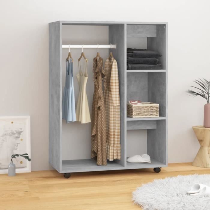 AKOZON Garde-robe Gris béton 80x40x110 cm Aggloméré - AKO7867917011801 ...