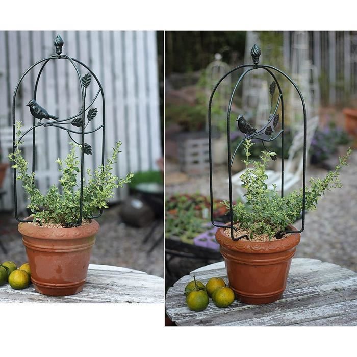Grille Tuteur Pour Plantes Motif Oiseaux - Fer Rouillé à L'ancienne 2,50x53x160cm - Déco Jardin Support Fleurs Grimpantes