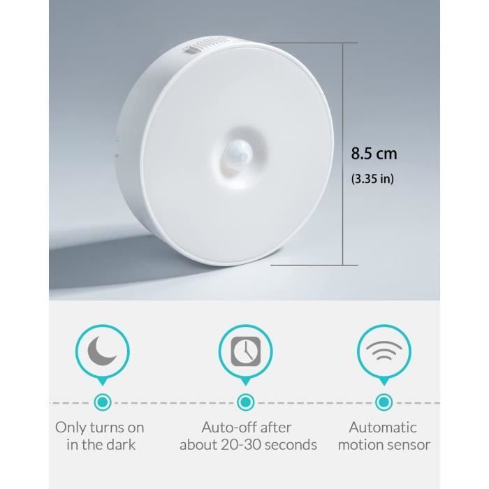Veilleuse LED Pile [Lot de 2], Veilleuse Automatique avec Détecteur de  Mouvement, Blanc Chaud Lampe Detecteur