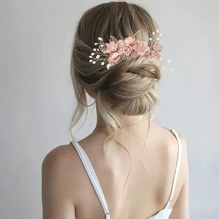Pince à Cheveux / Ornement Mariage - Fleur Et Perles - Couleurs Crème Et Bleu Turquoise - Neuf Avec étiquettes
