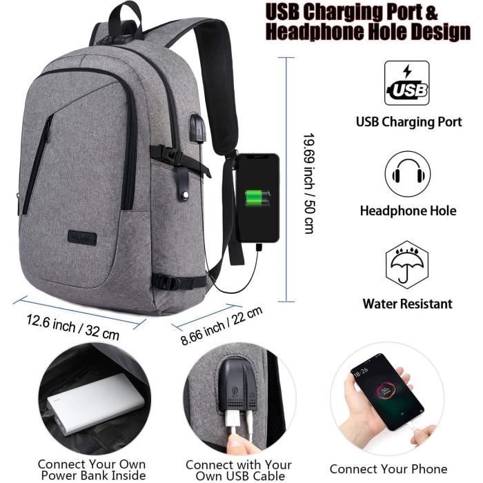 TD® Sac à Dos Ordinateur Portable 17.3 Pouces Homme Imperméable avec USB  Charging Port Sac a Dos PC Portable Grande Capacité 17 - Cdiscount  Bagagerie - Maroquinerie