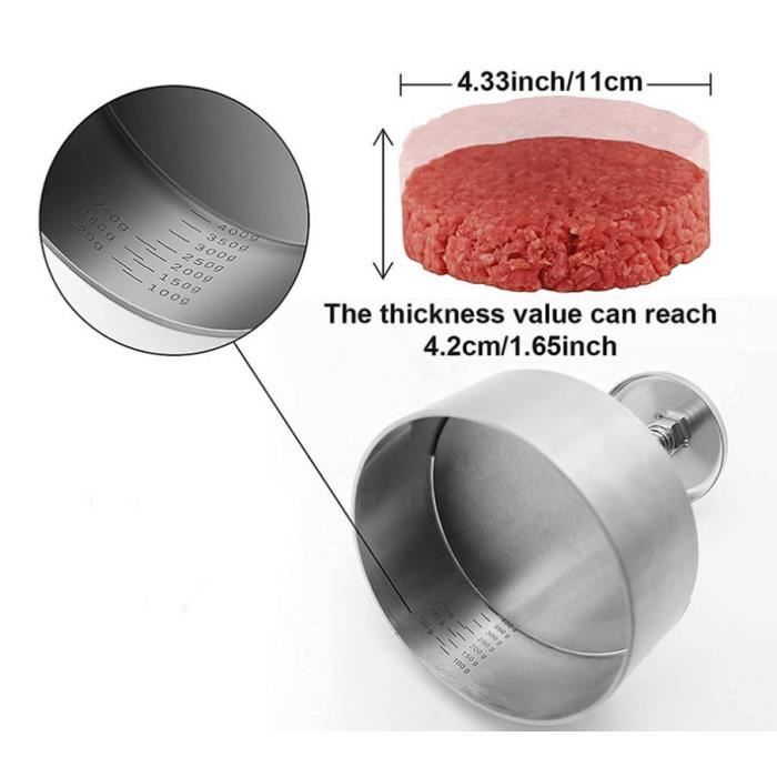 Presse à Hamburger Antiadhésive - Moule à Steak Haché En Acier Inox - Gadget Cuisine Pratique