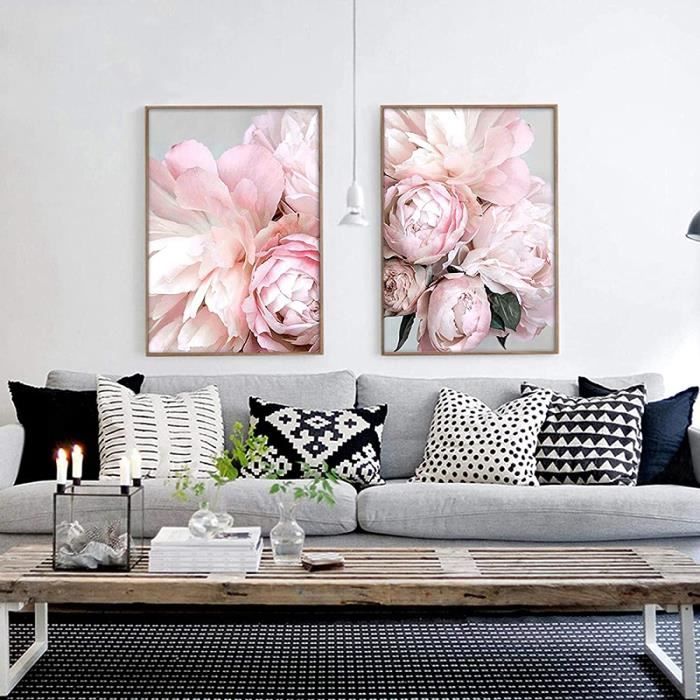 Toile Murale XOIHUR – Impression Pivoine Rose Foncé, Style Vintage – 30,5 X 40,6 Cm, Sans Cadre – Déco Ferme, Chambre, Salon