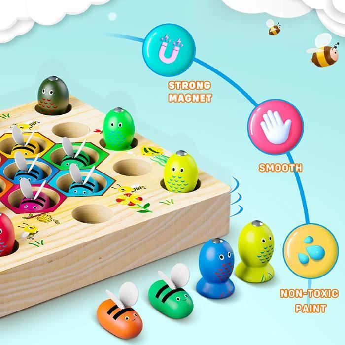 Uping Jeux Montessori Jouet en Bois Jeu de Pêche Magnetique Jeux Enfant 3  Ans et Plus Jouets Enfant Educatifs Cadeau Garçons Filles : : Jeux  et Jouets
