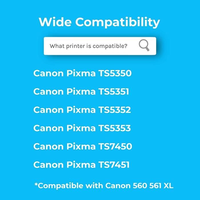 560XL 561XL Cartouche Compatible avec Canon PG-560 CL-561 XL Cartouches  d'encre Multipack, pour PIXMA TS5350 TS5352 TS7450 TS7[724] - Cdiscount  Informatique