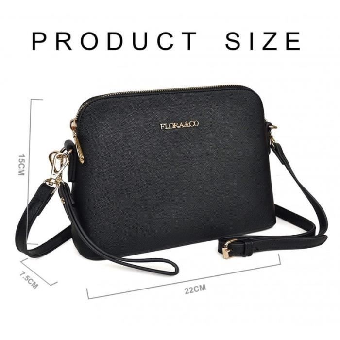 Sac Bandoulière Flora Co Paris Noir Design Rigide Femme