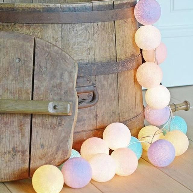 Cotton Ball guirlande lumineuse de boules de coton couleur Balloon - Jaune  Blauw Rose